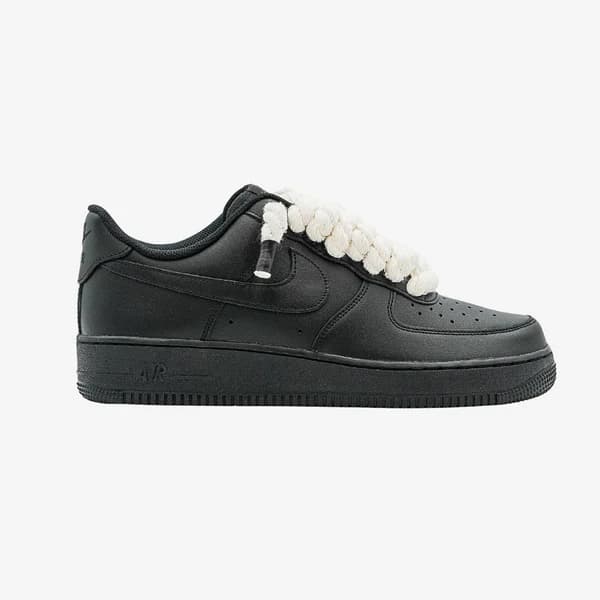 Nike Air Force 1 Black Rope Laces Custom Beige - View 1