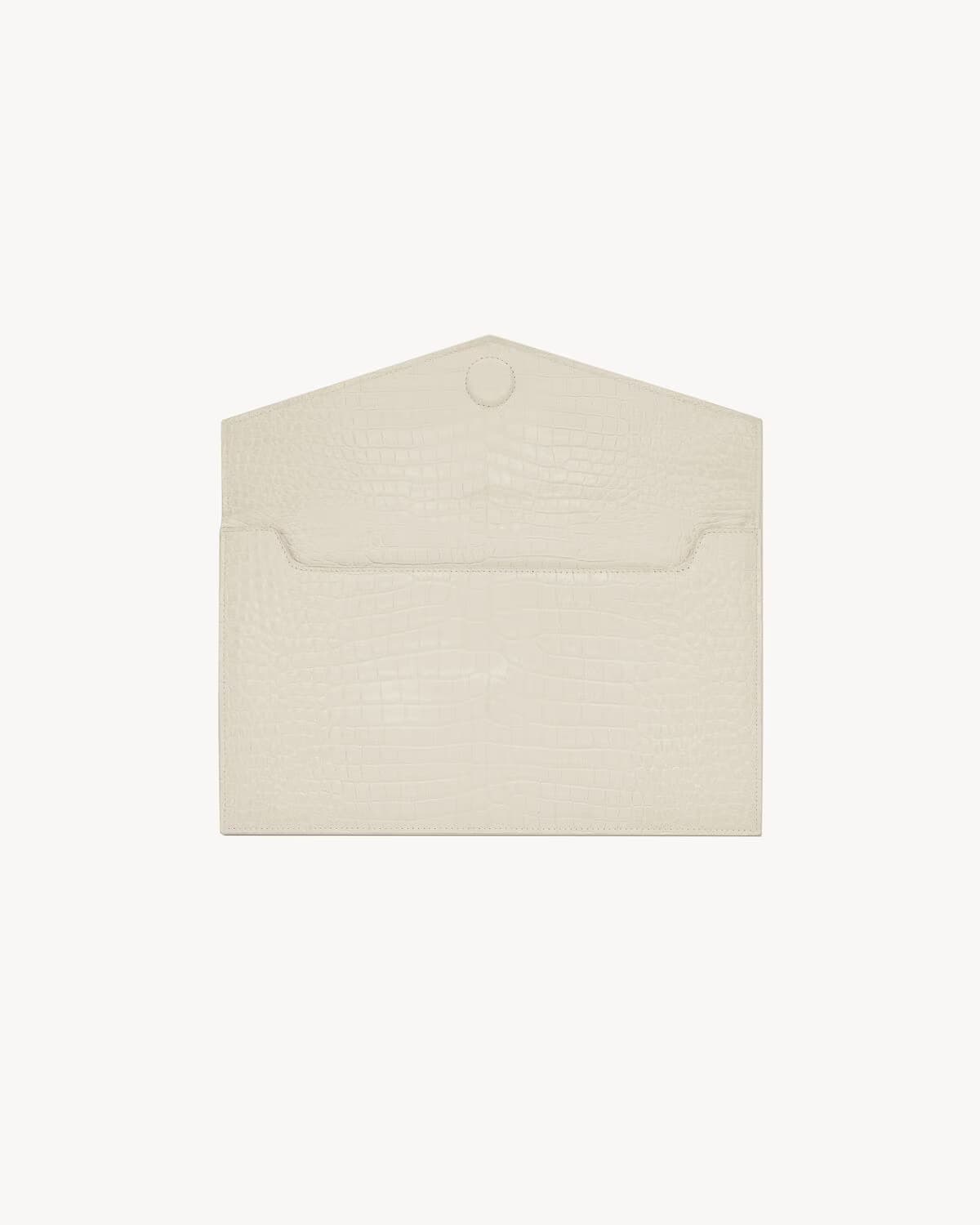 Saint Laurent Pochette Uptown Crocodile White - View 2