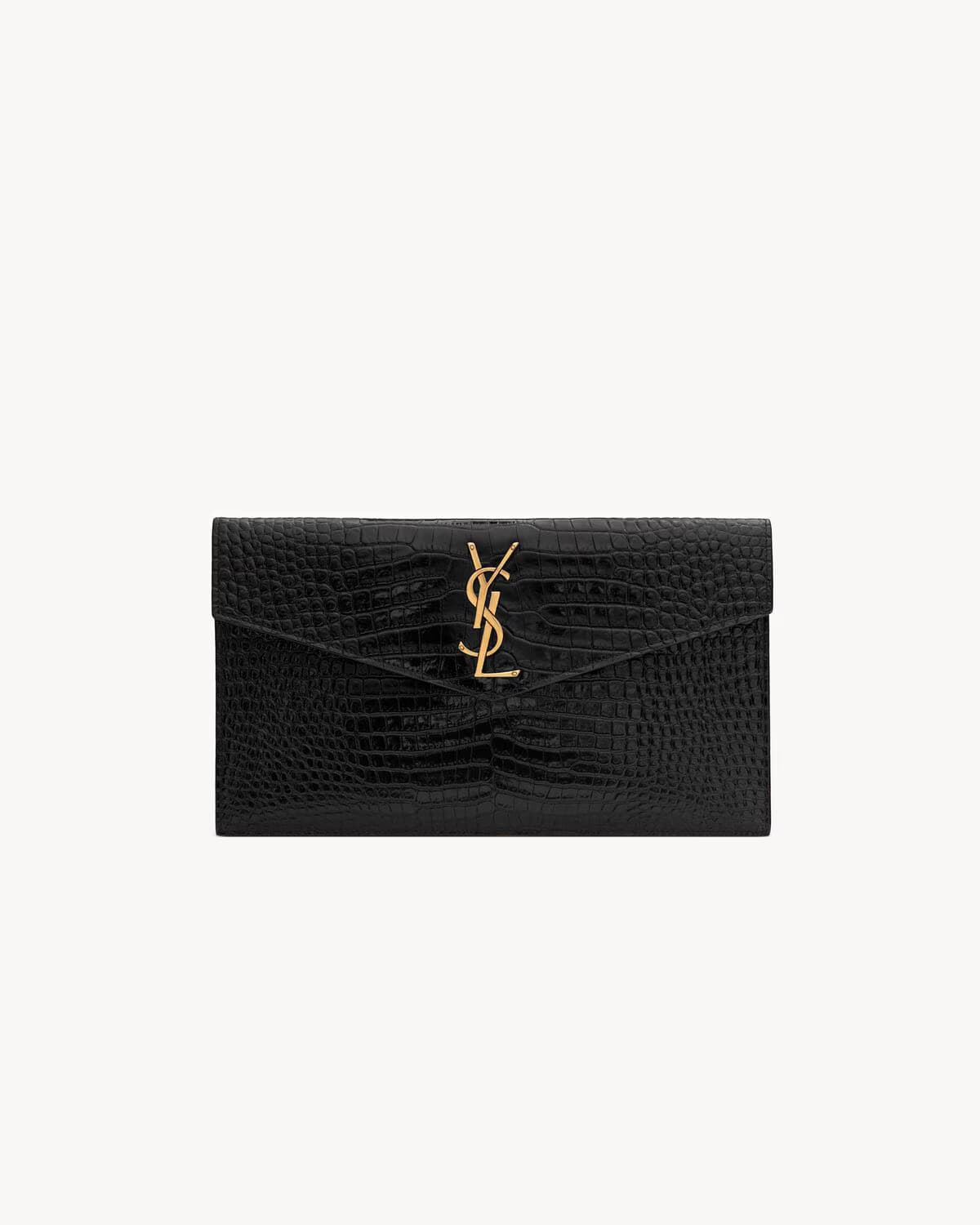 Saint Laurent Pochette Uptown Crocodile Black - View 1
