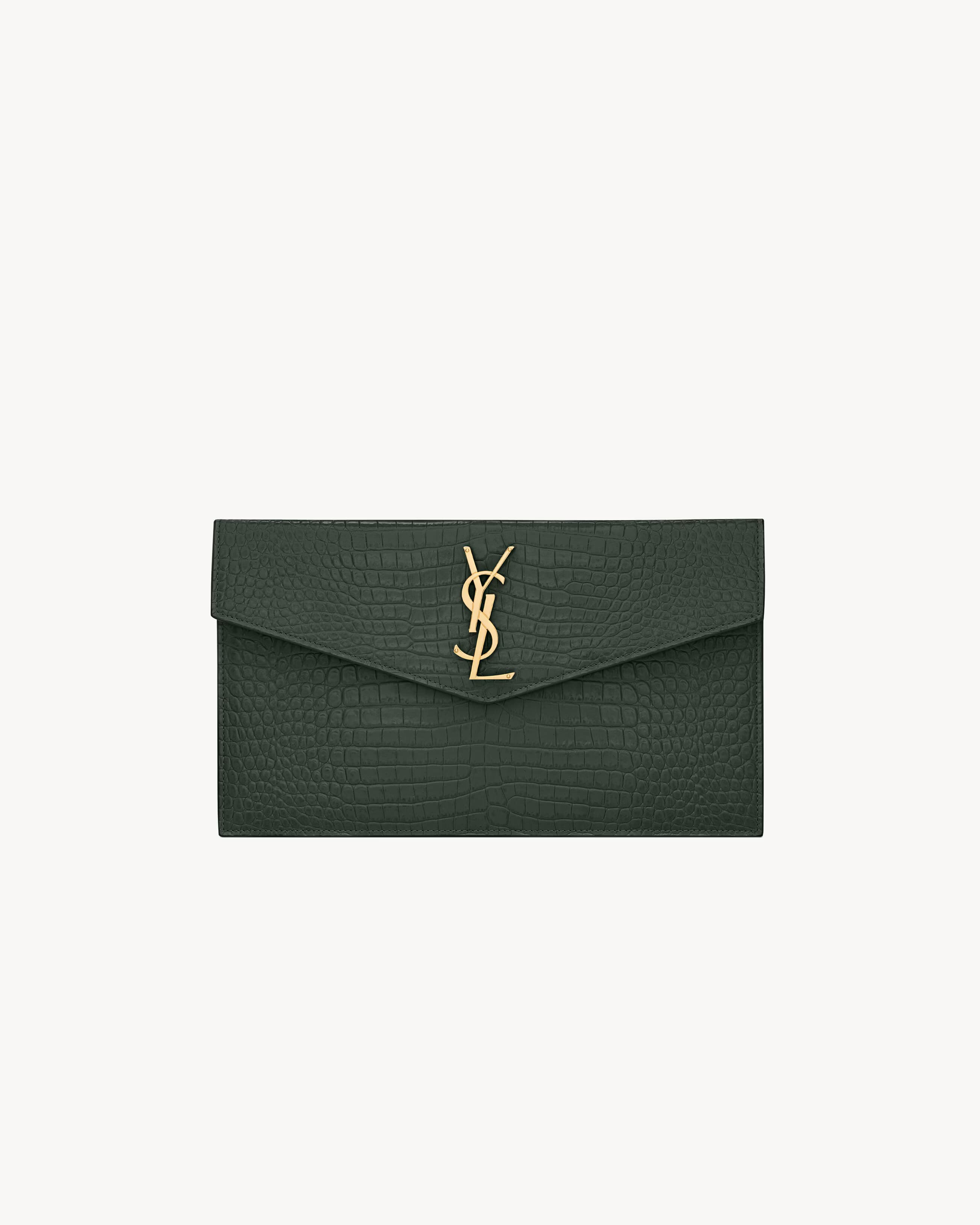 Saint Laurent Pochette Uptown Crocodile Green - View 1