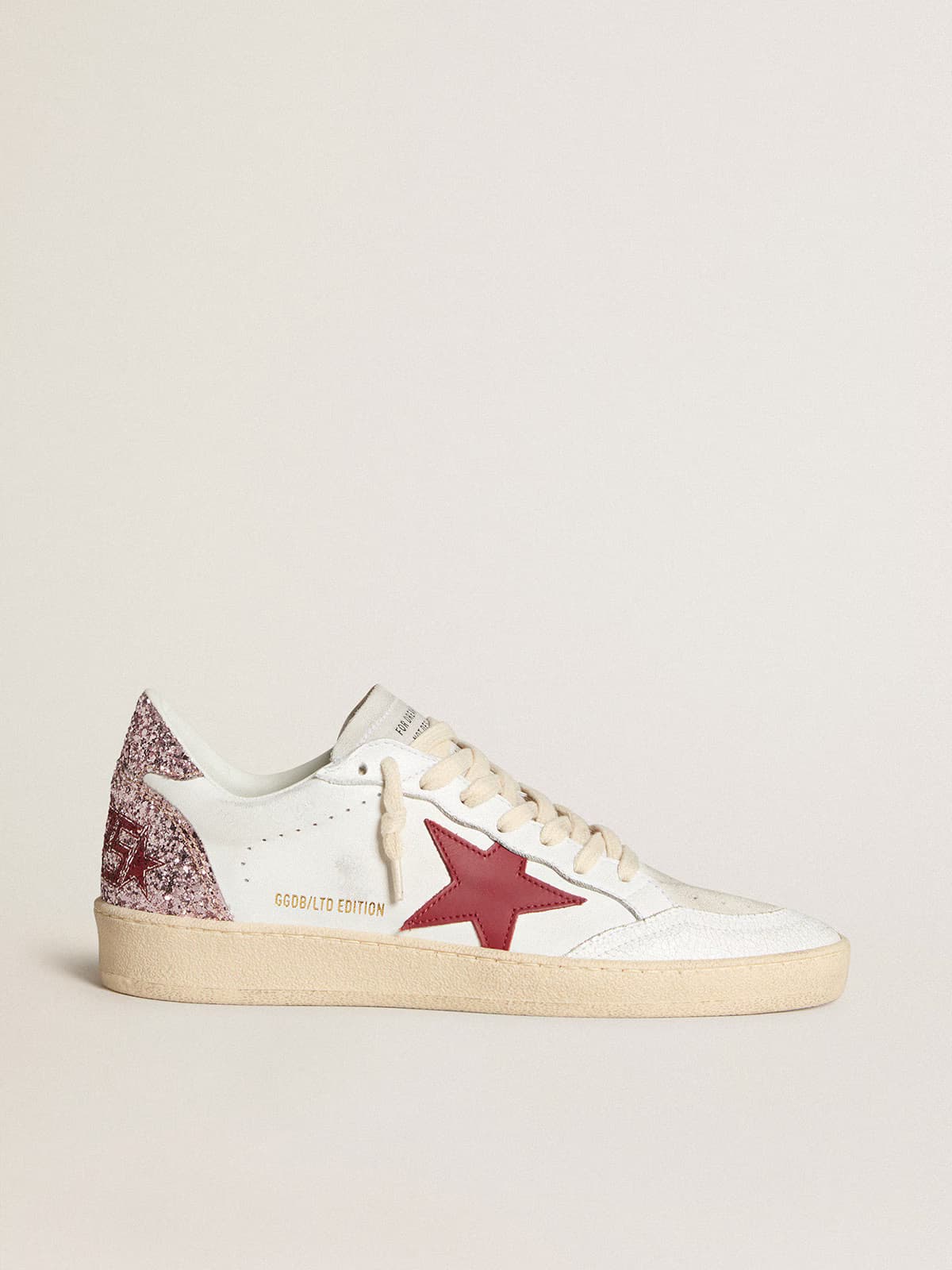 Golden Goose Ballstar Red Star Glitter Black - View 1