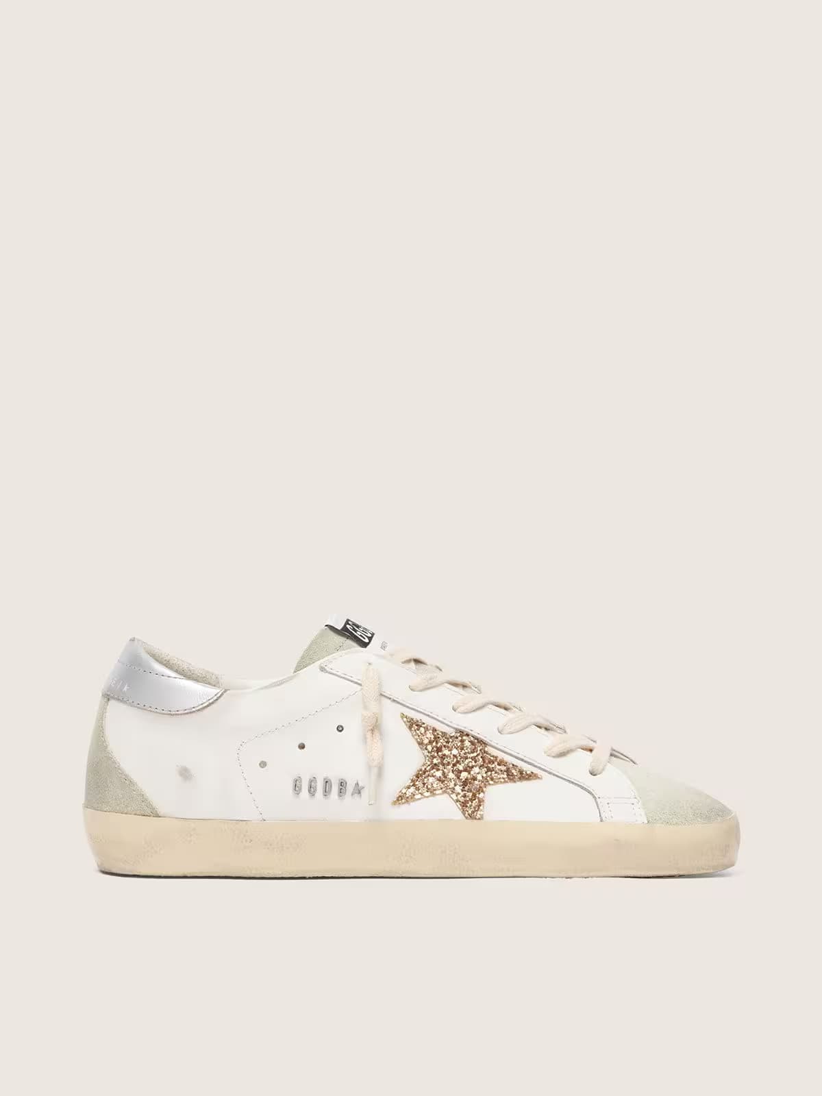 Golden Goose Super Star White Silver Glitter Gold - View 1
