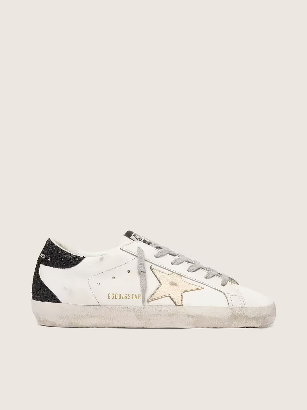 Golden Goose Super Star White Gold Glitter Black - View 1